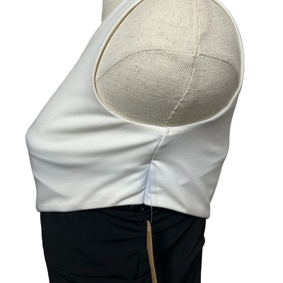 Rachel Roy Black and White ColorBlock Criss Cross Ruched Midi Dress - Picture 16 of 16